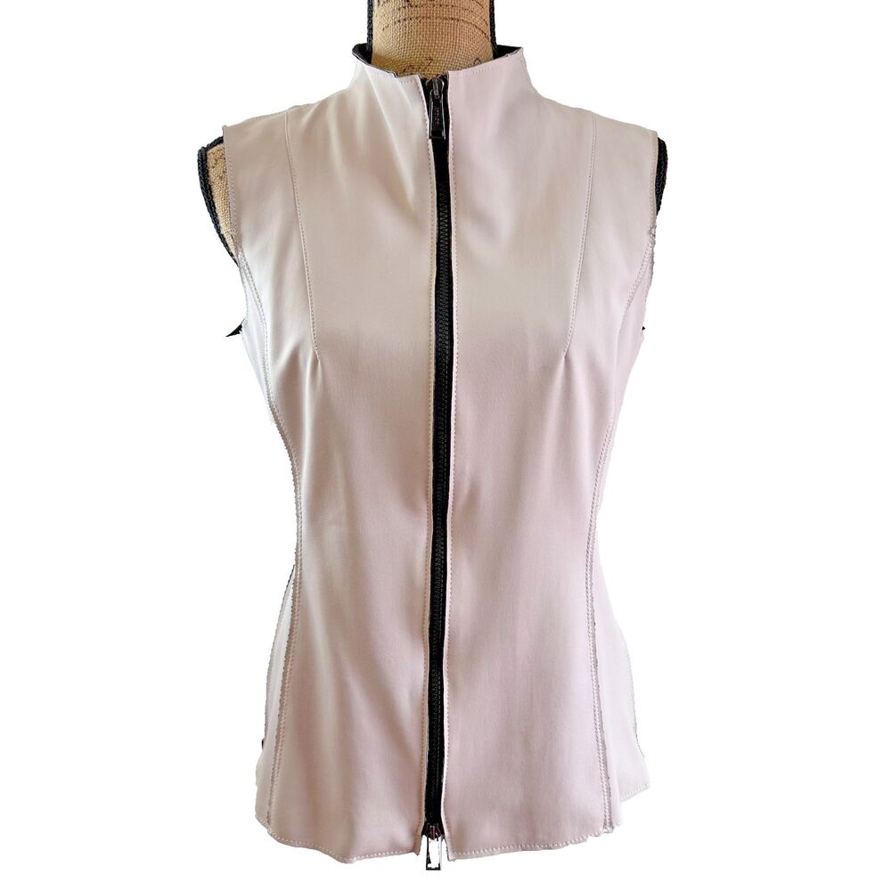 Apriori by Escada Women's Light Pink Full Zip Mock Neck Collar Vest Top Sz 8